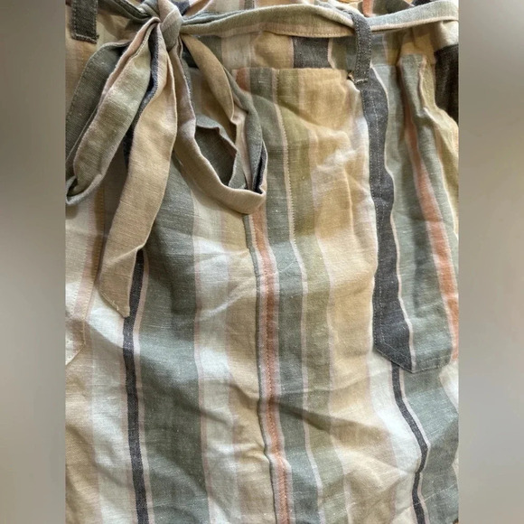 American Eagle Women's Lined Striped Linen Blend Mini Skirt Cream and green NWT - Picture 3 of 7